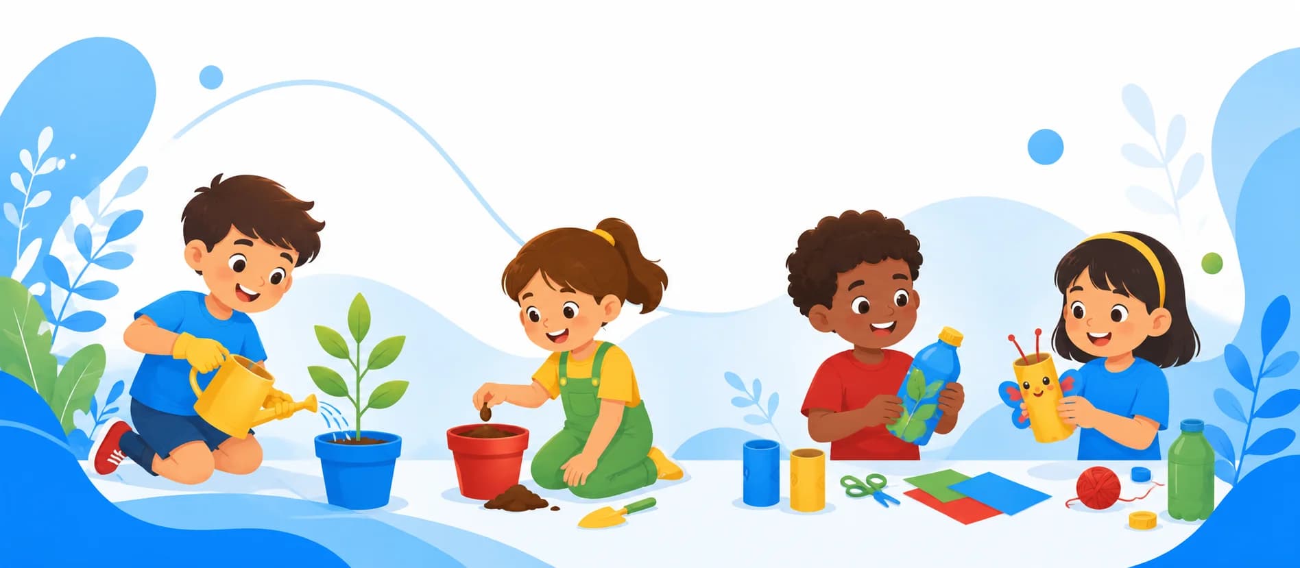 Anak-anak membuat kerajinan dan belajar menanam dalam kegiatan Joy in Action